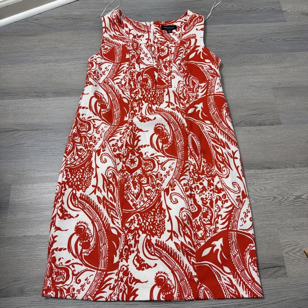 Perceptions New York Dress Size 14W Sleevless Red White Sun Dress